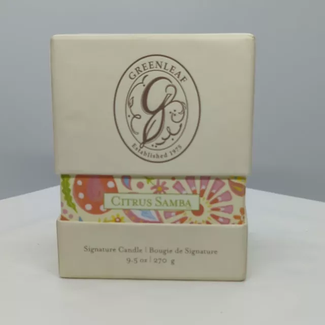 Greenleaf Signature Candle CITRUS SAMBA 9.5oz Natural Soy Bland Wax Made in USA