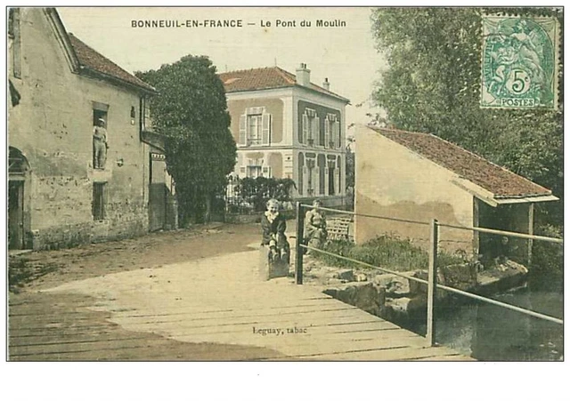 95.BONNEUIL EN FRANCE.n°184.LE PONT DU MOULIN.CP TOILEE