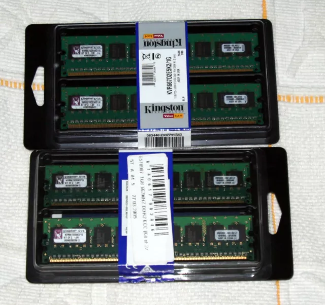 4x Kingston DIMM DDR2 512MB PC-5300 667MHz ECC *** OVP  ***