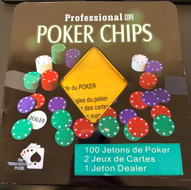 Coffret Poker Jetons Set De Poker Complet Engelhart - Boîte Métal Avec Tapis, 200 Jetons (4g), 2 Jeux De Cartes, Boutons - Idéal Soirées Entre Amis