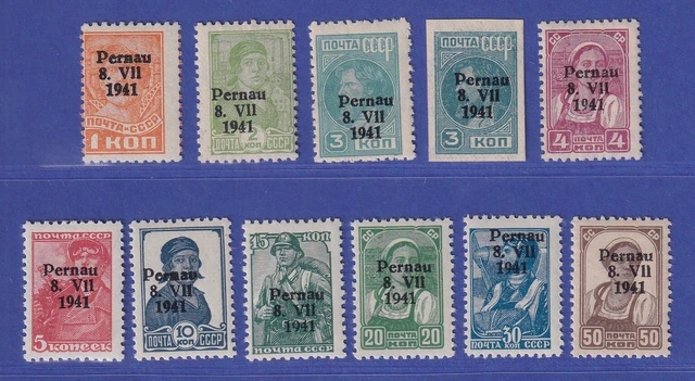 Dt. Besetzung 2.Weltkrieg Estland Pernau  Mi.-Nr. 1 II - 10 II  postfrisch **