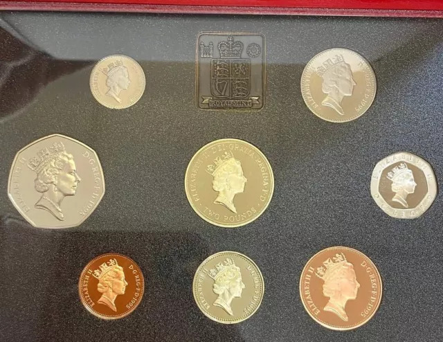 UK British 1995 Proof Coin Set Collection: 1 Penny ~ £2 Pounds ~ Royal Mint Info 3