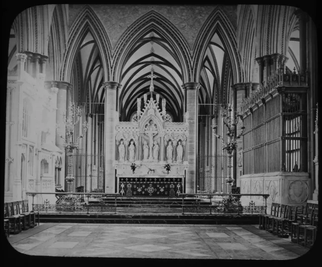 Magic Lantern Slide SALISBURY CATHEDRAL REREDOS C1890 VICTORIAN PHOTO GWW