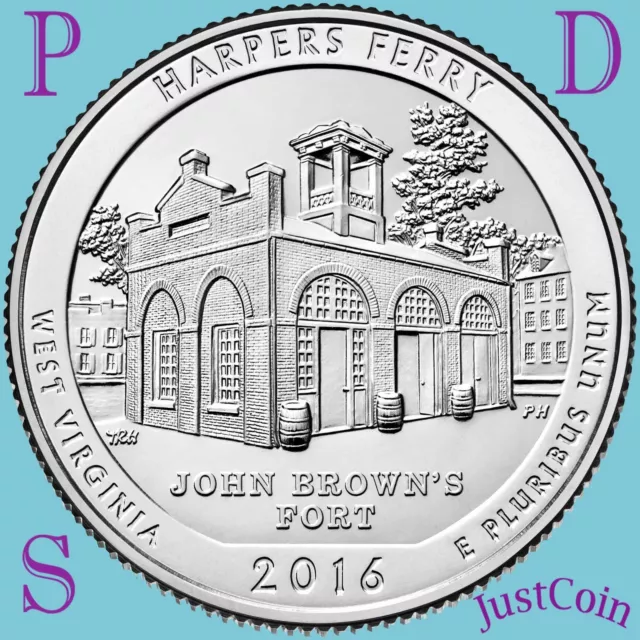 2016 Pds Set Harpers Ferry National Park (Wv) Three Quarters Set Uncirculated