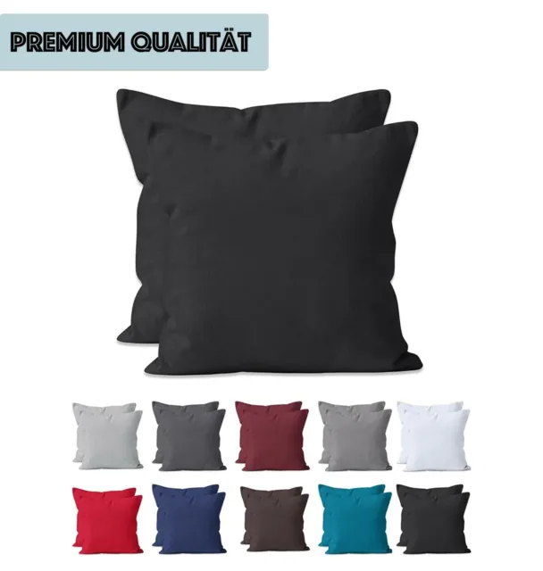 2er Set Kissenbezüge mit Reißverschluss 100% Baumwolle Renforcé ca. 115 g/m²