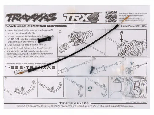 Traxxas TL T-loc Cable Front TRX-4&6 TRX8283