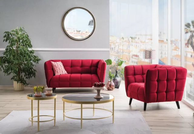 Sessel Zweisitzer Sofa Designersofa Chesterfield Luxuscouch CASTELLO modern