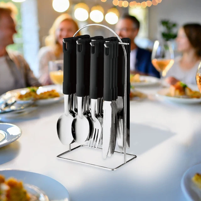 24-Piece Stainless Steel Cutlery Set With Floral Stripes - Service For 6
