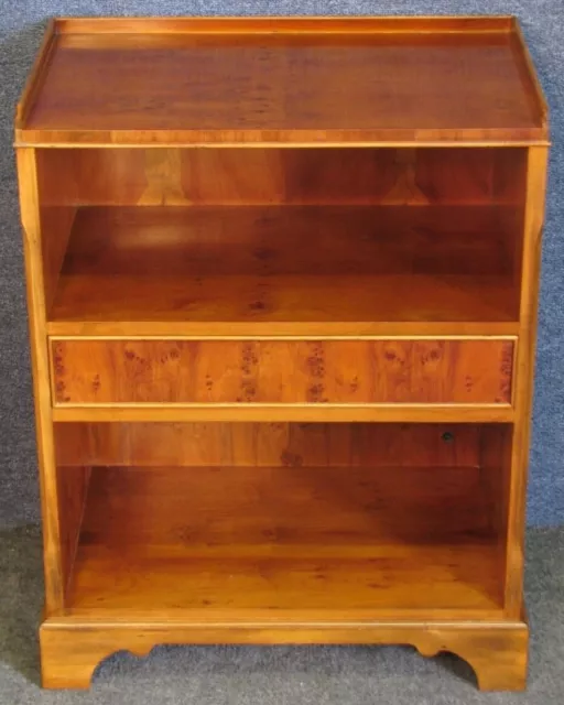 Georgian Style Small Yew Wood Side Cabinet Or Bookshelves With Single Drawer