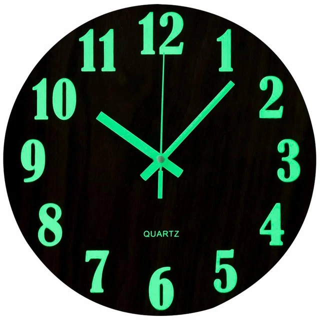 Topkey Orologio da Parete da 30,5 cm, Luminoso, Silenzioso, in Legno, con (l4m)