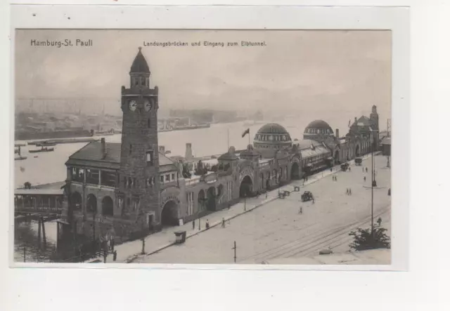 alte AK. Hamburg-St. Pauli  Landungsbrücke und Eingang zum Elbtunnel