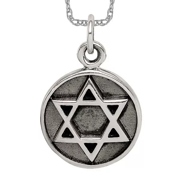 925 STERLING SILVER Vintage Star of David Jewish Magen Necklace Charm ...