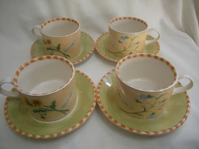 Four X Royal Stafford"Gardeners Journal" Cups & Saucers.