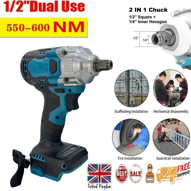 18V 1/2” 588NM Torque Brushless Impact Wrench Driver Cordless Drill For Makita