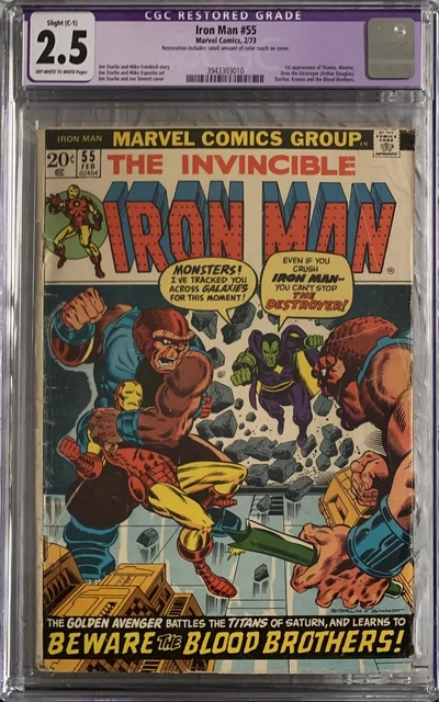 Iron Man #55 Cgc 2.5 Gd+ 1973 Restored  1St Appearance Of Thanos Marvel Comics
