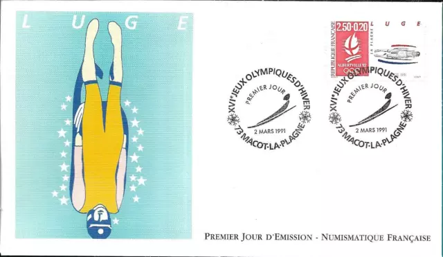 2679+ FDC  ENVELOPPE 1er JOUR   JEUX OLYMPIQUES MACOT  LA PLAGNE  LA  LUGE