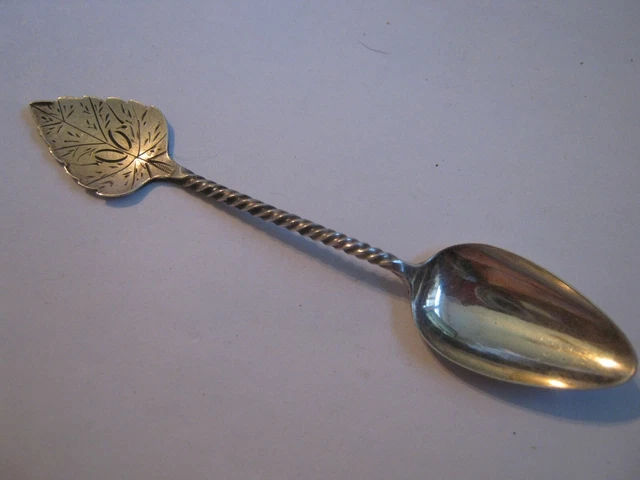 Dutch 833 Silver Twisted Stem Leaf Handle 4 1/4" Spoon, Sword & *AP* Assay Marks