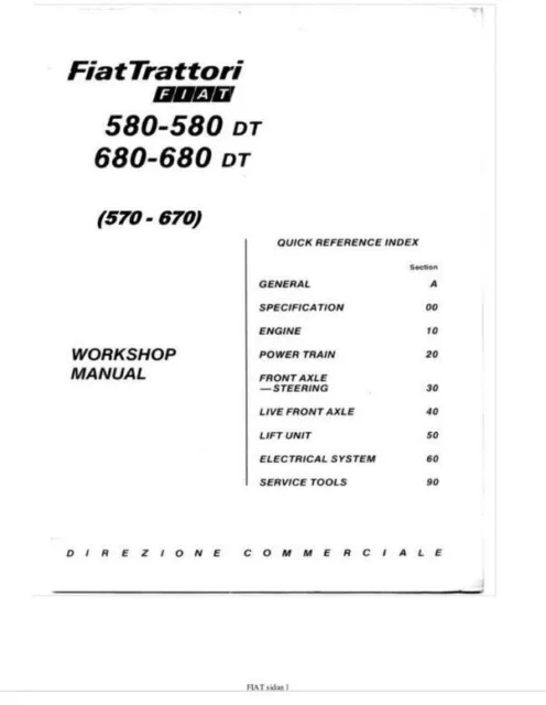 Fiat 580 680 DT incl 570 670 Workshop Manual
