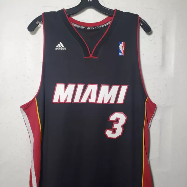 Dwyane Wade Miami Heat NBA Basketball Jersey Adidas #3 Large +2 Length