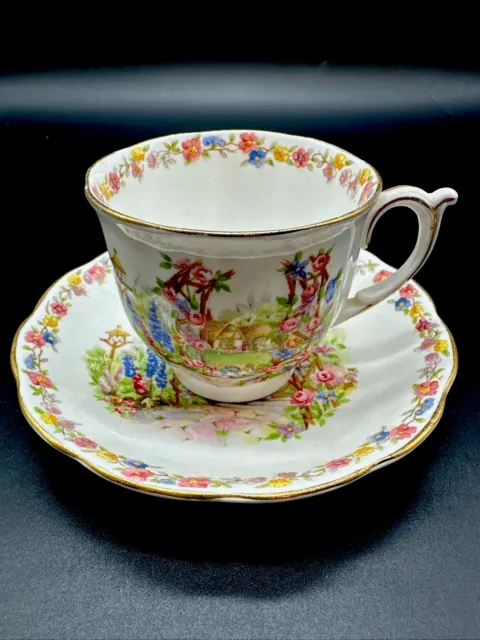Vintage Bell Fine Bone China England “Rose Cottage” Cup and Saucer Set Gift