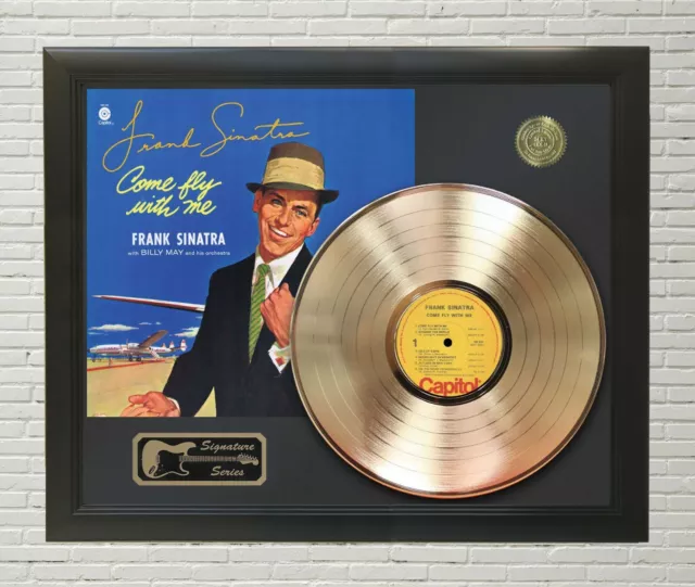 Frank Sinatra Framed Black wood Reproduction Signature Gold LP Display