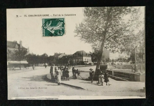 Cpa - Chalon-sur-Saône - Pont de la Colombière - animée - 71 - Saône et Loire