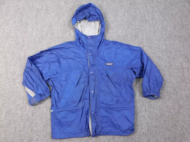 Patagonia Jacket Boys Small 7-8 Blue Full Zip Hooded Outdoors Logo Nylon