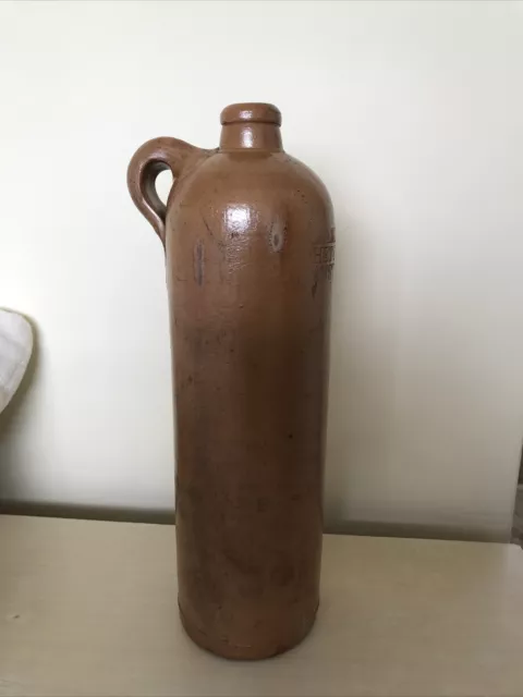 Antique Erven Lucas Bols Het Lootsje Amsterdam 3/4 Liter Stoneware Bottle