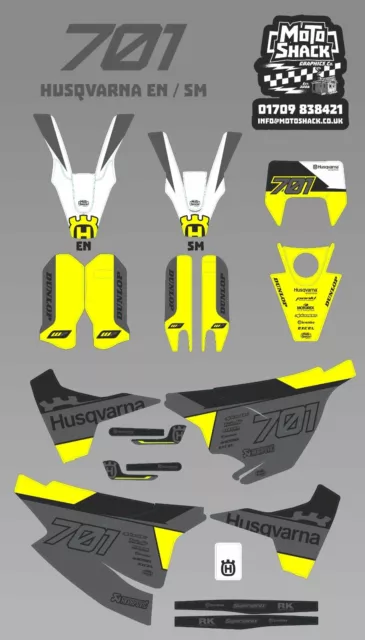 BLACK GREY Husqvarna SM EN 701 Supermoto Enduro stock 2023 Graphics decals kit