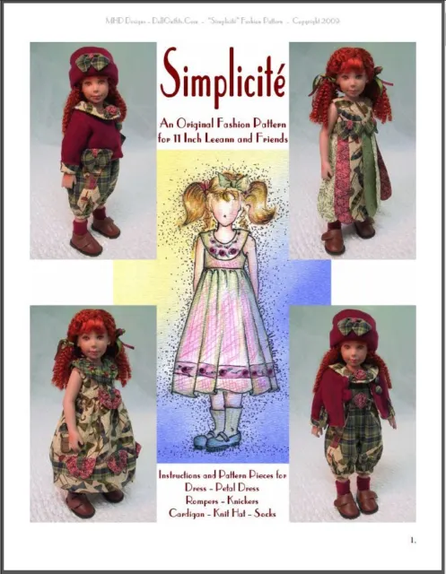 "Simplicité" Fashion Pattern for 11 Inch Leeann Dolls