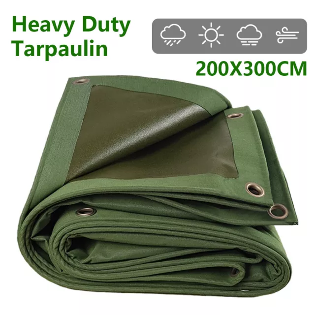 2 Pack Dustproof Army Heavy Duty Canvas Tarp Tarpaulin Sun Blocked Waterproof AU