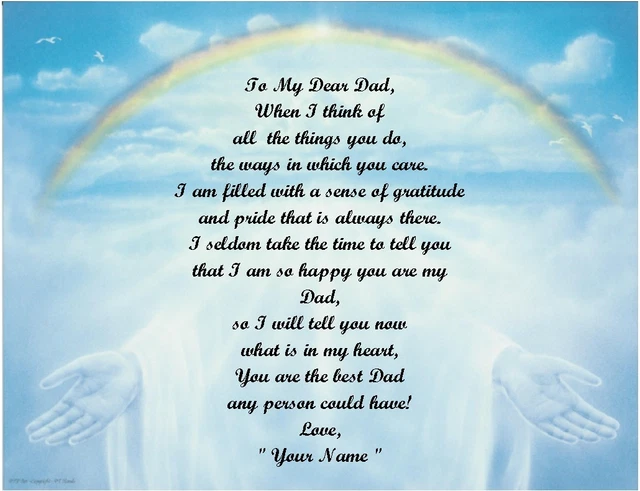 Dad~Daddy or Father Personalized Poem for a Christmas~Birthday~Father's Day Gift