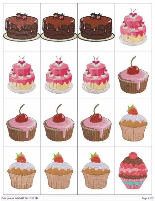 Cupcakes And Pasteles Máquina De Bordar Diseños Colección Pes Brother Usb