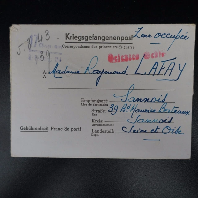 PRISONER OF WAR Letter Stalag Xii A > Cananois War Prisonerpost Pow £2