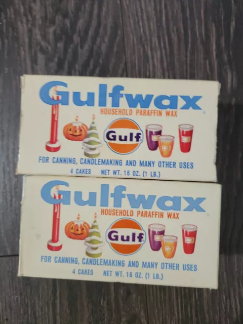 Vintage Gulf Gas & Oil Gulfwax Household Paraffin Wax IN ORIGINAL BOX Gulf  Wax