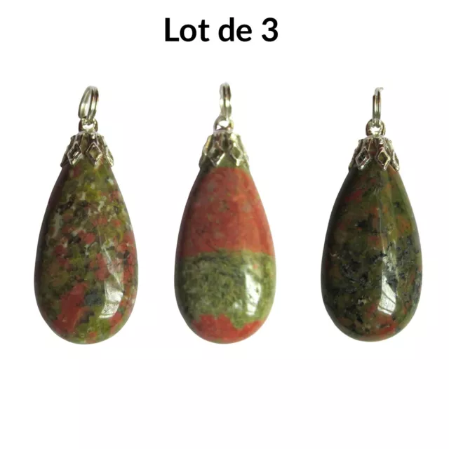 Pendentif Unakite Confiance Pierre Naturelle Energie Bijou Femme Cadeau