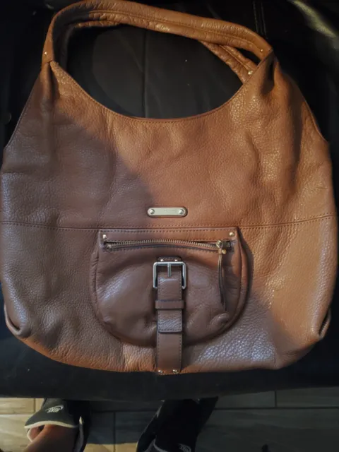 MICHAEL KORS VINTAGE Brown Large Hobo Thick Pebbled Leather Tote Bag ...