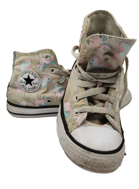 Top alti Converse Chuck Taylor All Star con design unicorno bambini taglia UK 13,5