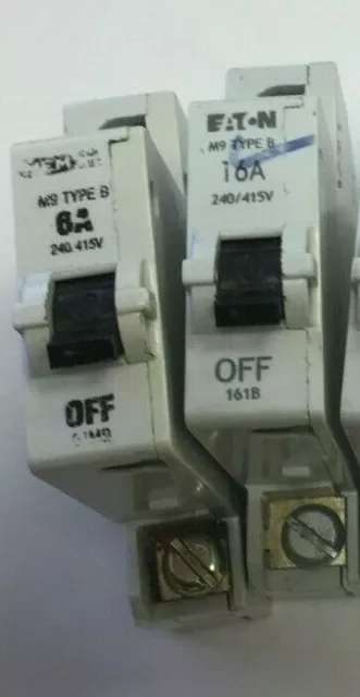 161Mb X 2 Eaton Mem Mcb's Memshield 1 Type B 1X 6A 1 X16 (E133)