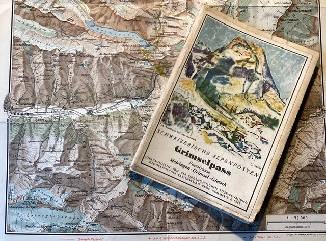VINTAGE GRIMSEL PASS Switzerland Travel Guid, Map in German, by ...