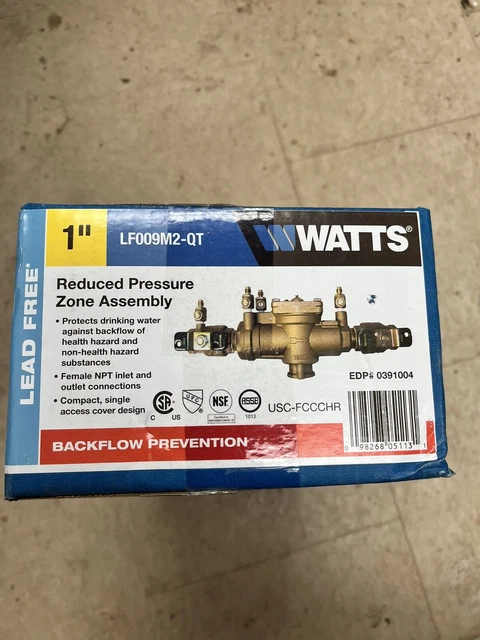 NEW WATTS 1" Backflow Preventer BNIB LF009M2-QT