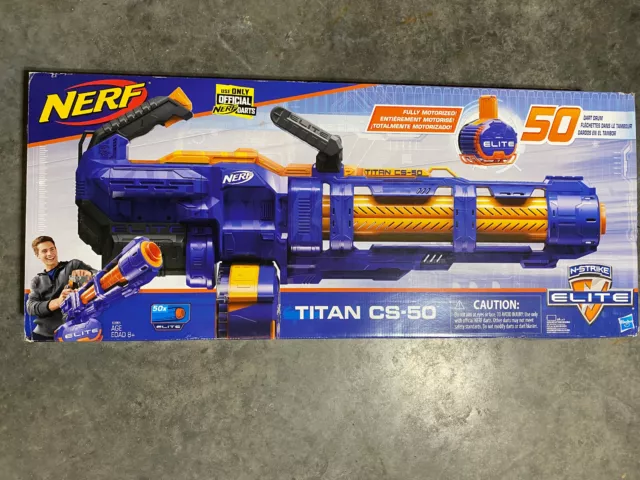 NERF Elite Titan CS 50 Blaster With 50 Official Darts Ages 8+ Toy Gun