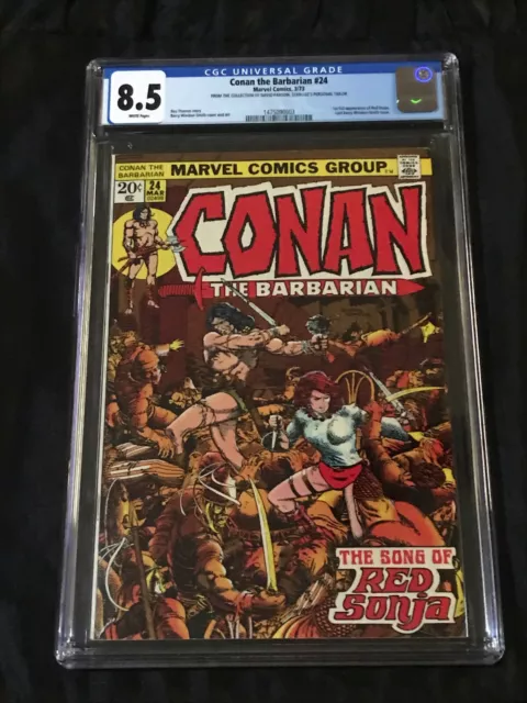 KEY ISSUE Marvel 1973 Conan the Barbarian #24 CGC 8.5 VF+ WHITE Pgs David Parsow