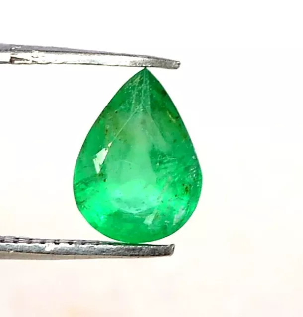 8x6 mm Certified Natural Emerald Pear Cut 1.04 CTS Untreated Loose Gemstone