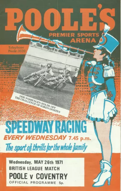 Vintage Speedway Programme Poole V Coventry 26th May 1971