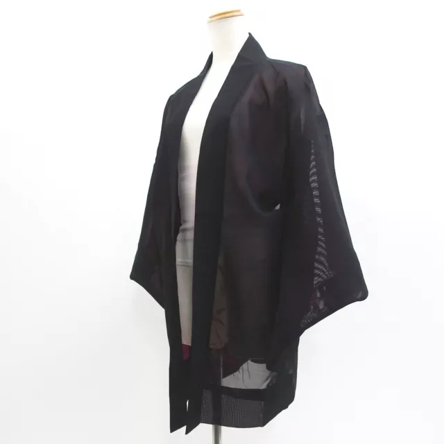 9197E1 Silk Vintage Japanese Kimono Haori Jacket See-Through Grass