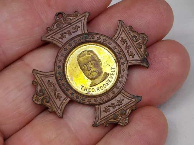 Rare Old Antique Teddy Roosevelt 1904 Presidential Election Lords Prayer Medal