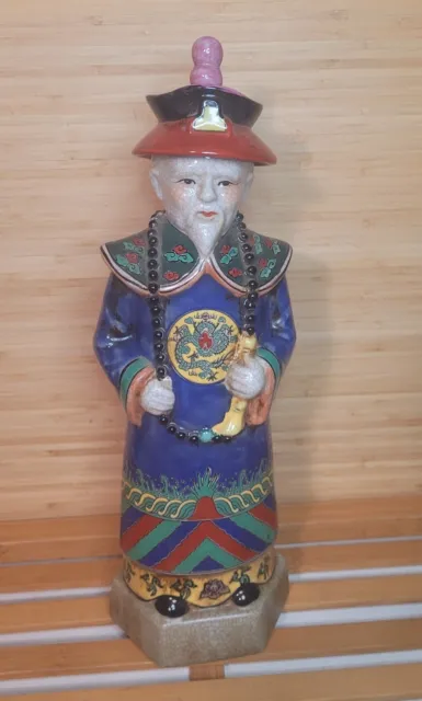 Vtg Porcelain Chinese Qing Dynasty Emperor KangXi Statue Figurine Hand Painted