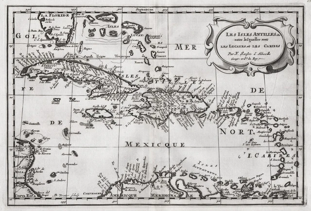 Caribbean Cuba Hispaniola Florida America Bahamas map Karte Sanson 1680