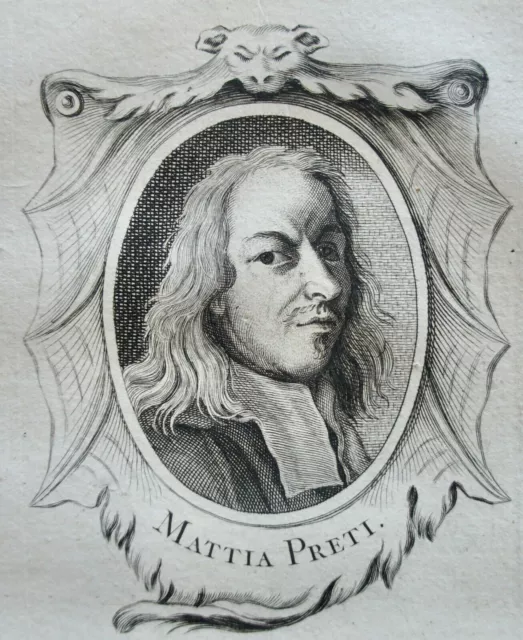 PRETI MATTIA (1613-1699) PORTRAIT GRAVURE DE 1745 , né à TAVERNA NAPLES ,PEINTRE